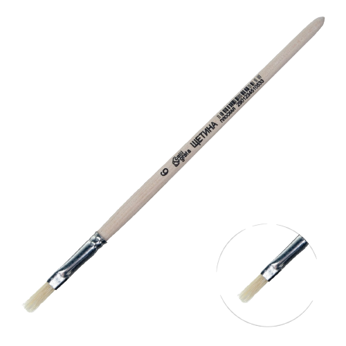 Flat Bristle Brush No. 6 d-6 mm; L-14 mm wooden handle Calligrata