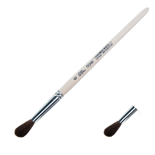Round Pony Brush No. 6 d-6 mm; L-22 mm wooden handle Calligrata
