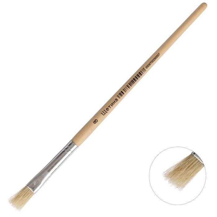 Brush bristle flat No. 8 wooden handle