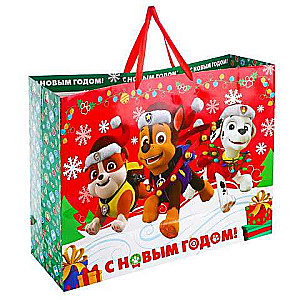 Gift bag PAW PATROL Happy New Year!, 61x46x20 cm