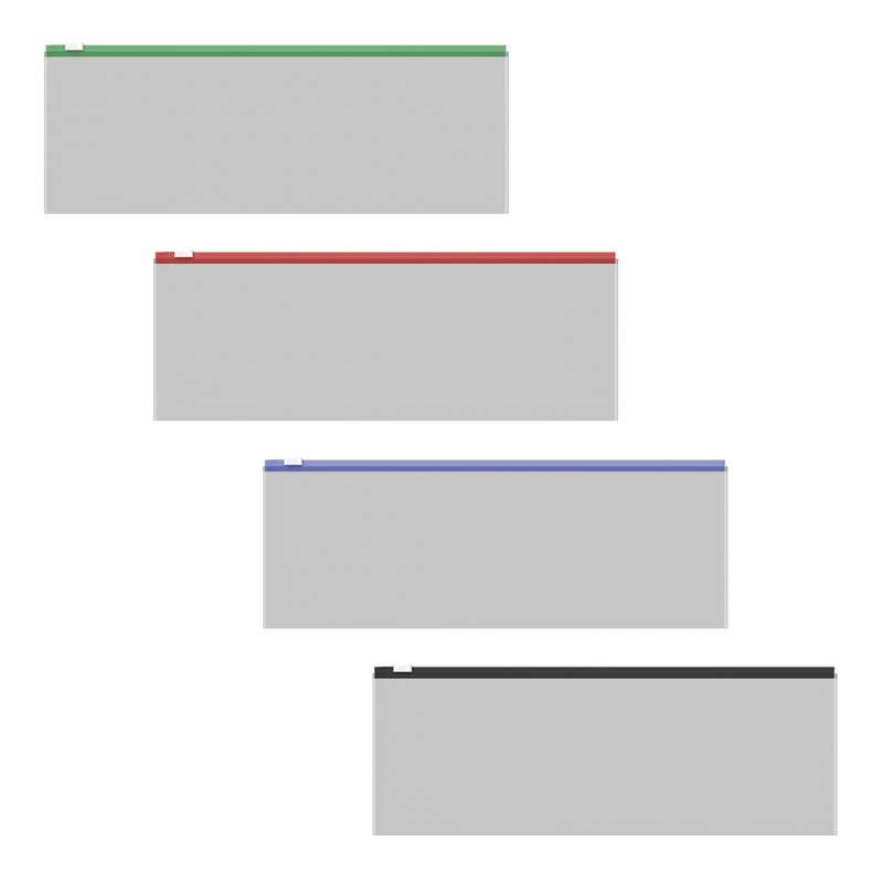 Zip-Tüte aus Kunststoff ErichKrause® Fizzy Clear mit farbigen Reißverschluss, 190x70mm, transparent, assortiert
