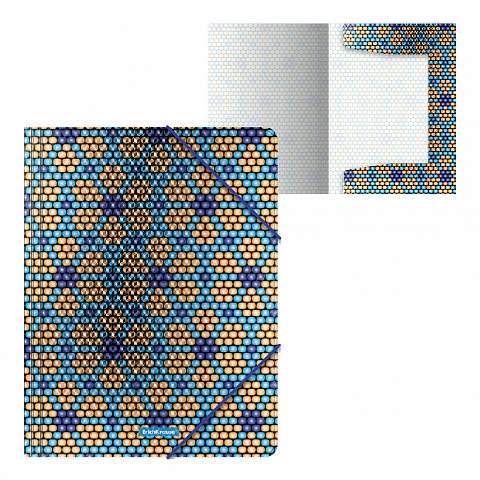 Rubber Band Folder Plastic ErichKrause® Blue&Orange Beads, A4