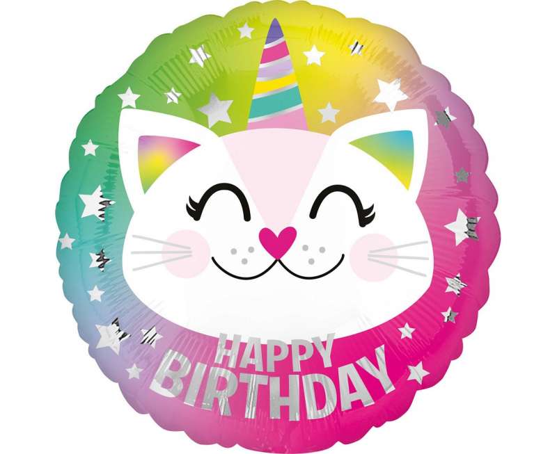 Folienballon 18 CIR Geburtstag Caticorn