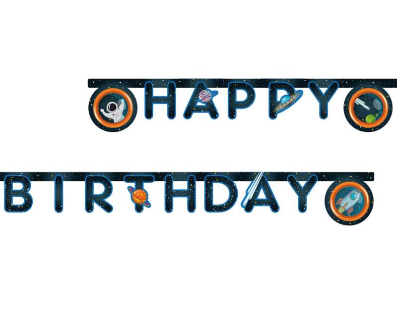 Rocket Space Festive Garland - Happy Birthday