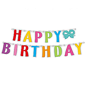 Happy Birthday festive garland, colorful, 160x14 cm