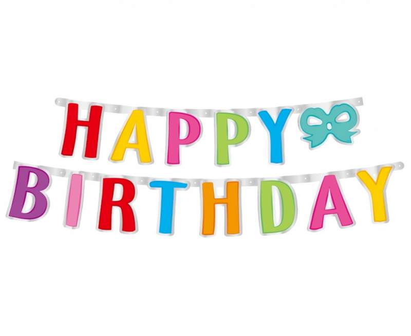 Happy Birthday festive garland, colorful, 160x14 cm