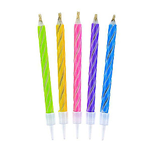 Set of candles 10/10 pcs. 6cm with holder 5 assorted colors
