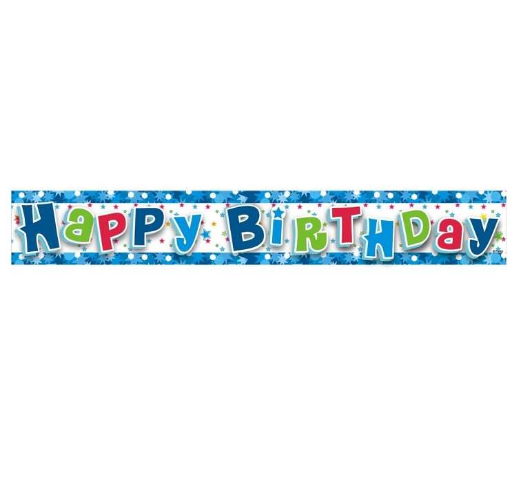 Happy Birthday festive garland - blue; 1.8 m