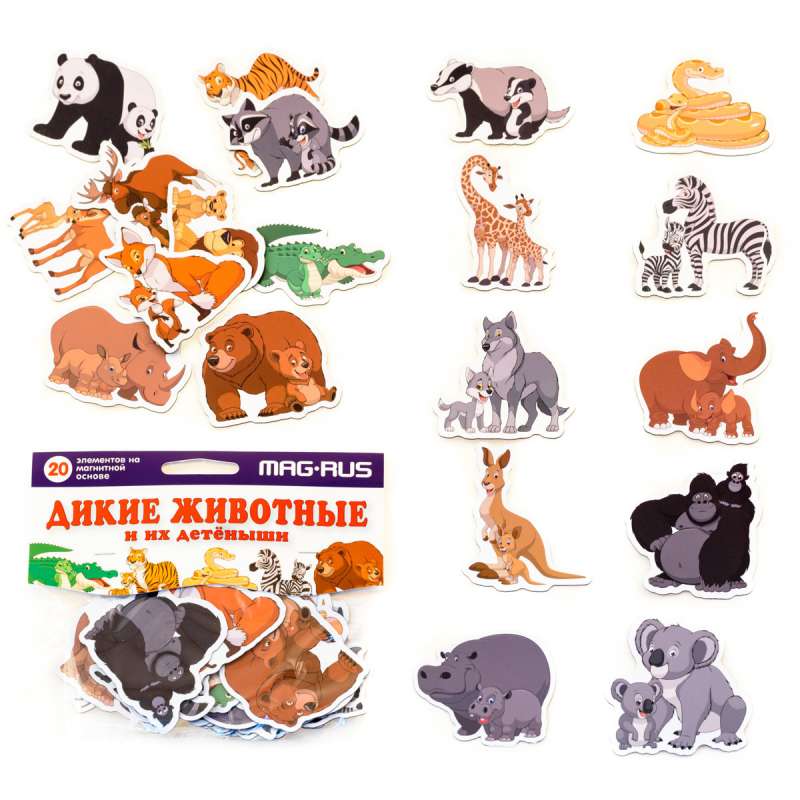 Magnet Set - Wild Animals and Their Young