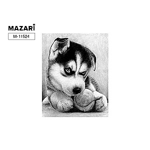 Diamond Mosaic PUPPY WITH A BALL, application size 20x25 cm