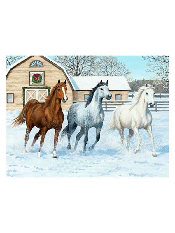 Diamond mosaic THREE HORSES IN WINTER, 40x50 cm