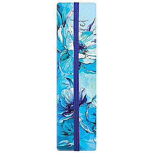 Cardboard Bookmark for Books BLUE PETALS