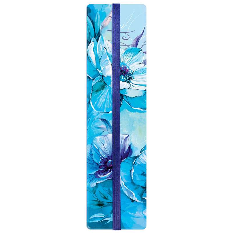 Cardboard Bookmark for Books BLUE PETALS