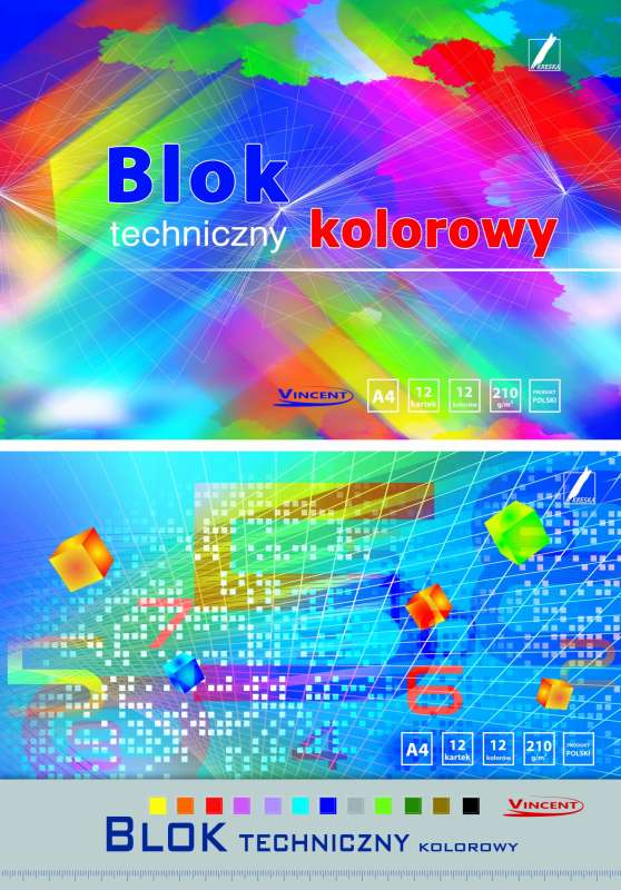 Colored cardboard A4 12 sheets 210g/m2 double-sided