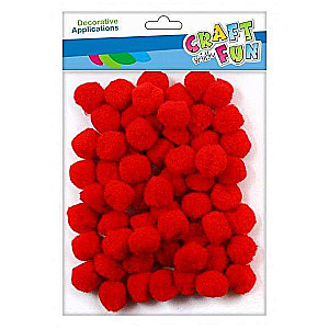 Decor Pompons 60 pcs, polyester, red