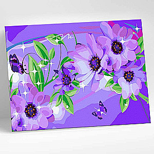 Canvas by numbers 15x20 PURPLE FLOWERS 17 colors