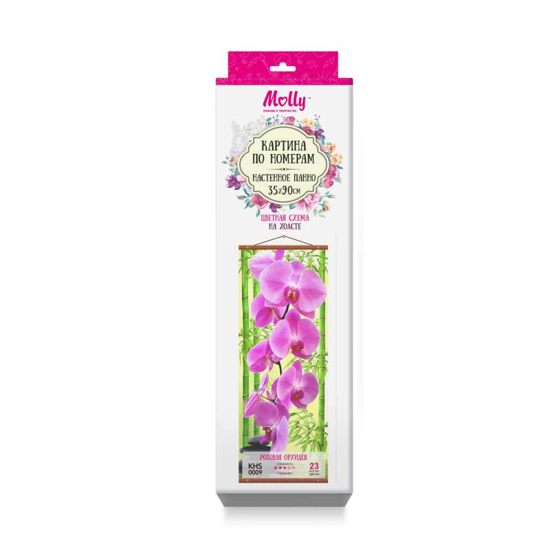 Paint by numbers 35X90 colored canvas PANNO. PINK ORCHID 23 colors