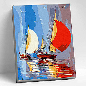 Set of a Young Artist 20x30 BRIGHT SAILBOATS 18 colors