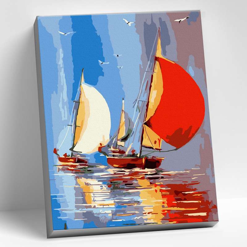 Set of a Young Artist 20x30 BRIGHT SAILBOATS 18 colors