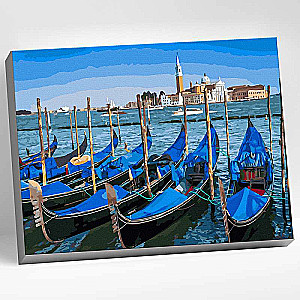 Numbered Painting 40x50 VENICE. GONDOLAS 28 colors