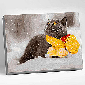 Paint by numbers 30x40 Color canvas BRITISH CAT IN A SCARF 20 colors