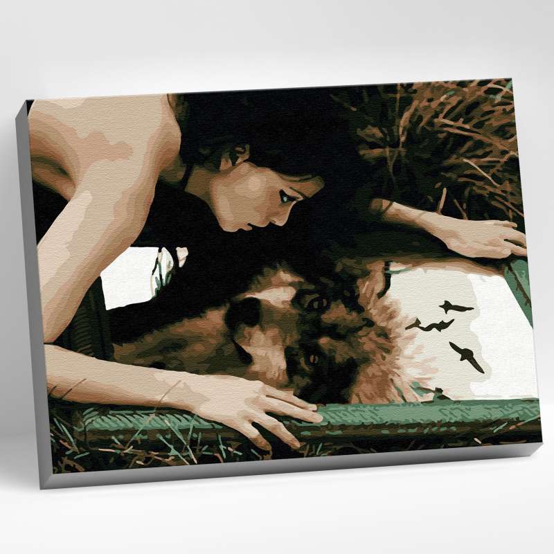 Paint by numbers 30x40 Color canvas WOLF 18 colors