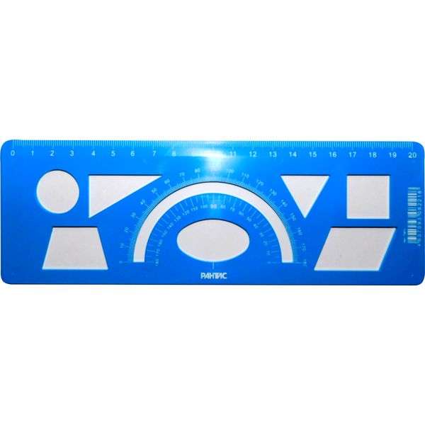 Geomeetria - 20 cm joonlaud 7 geomeetrilise kuju joonistamiseks