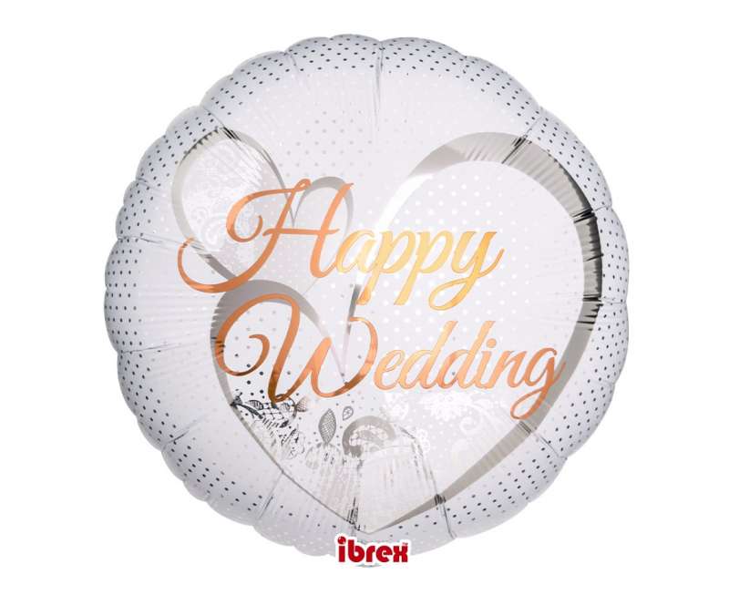 Folienballon Ibrex 14 - Happy Wedding Lace White