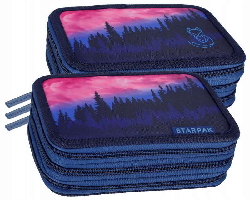 Пенал STARPAK 3-отделения 19.5x13x6см с принадлежностями FOREST