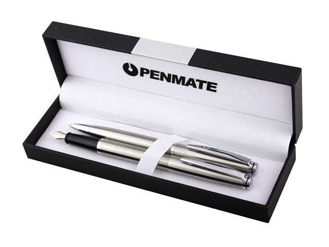Penmate-Virtuo/kuulkirjakandja + sulepea/hõbe komplekt