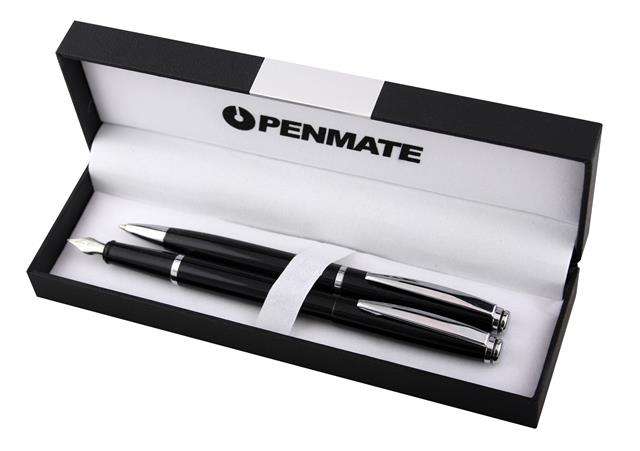 Penmate-Virtuo pastapliiatsite komplekt/kuulipliiats + sulepea/must-hõbe