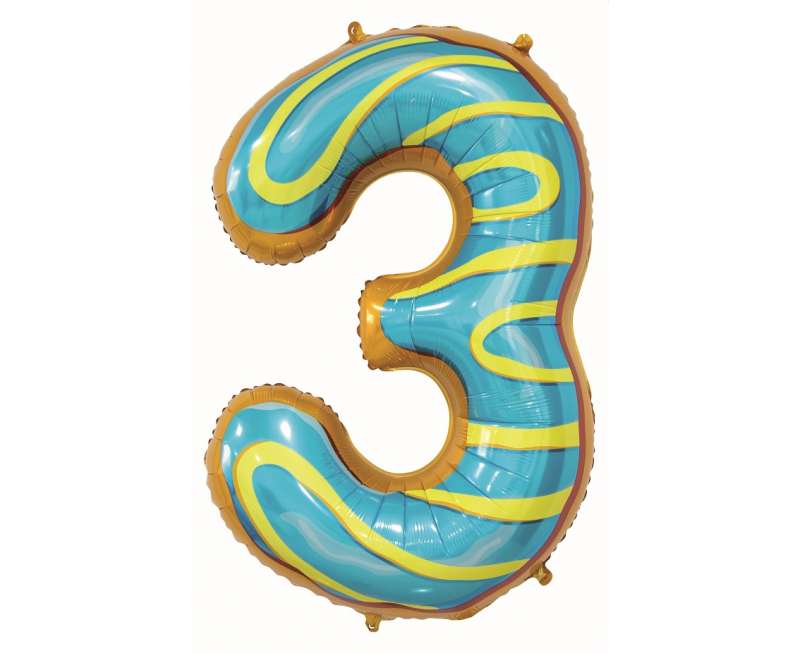 Folienballon Ziffer 3, Cookie, 78 cm
