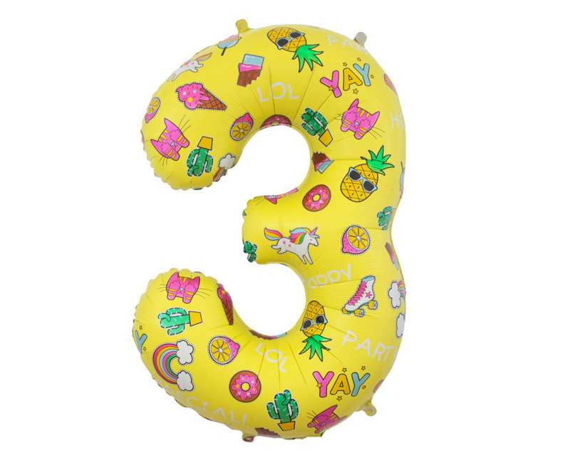 Balon foliowy cyfra 3, Obrazy, 78 cm