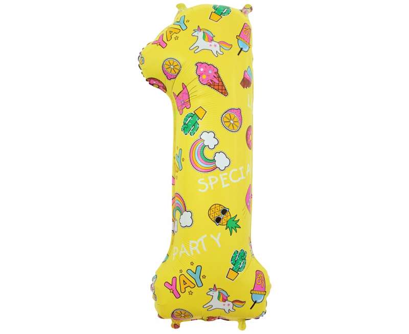 Balon foliowy cyfra 1, Obrazki, 78 cm