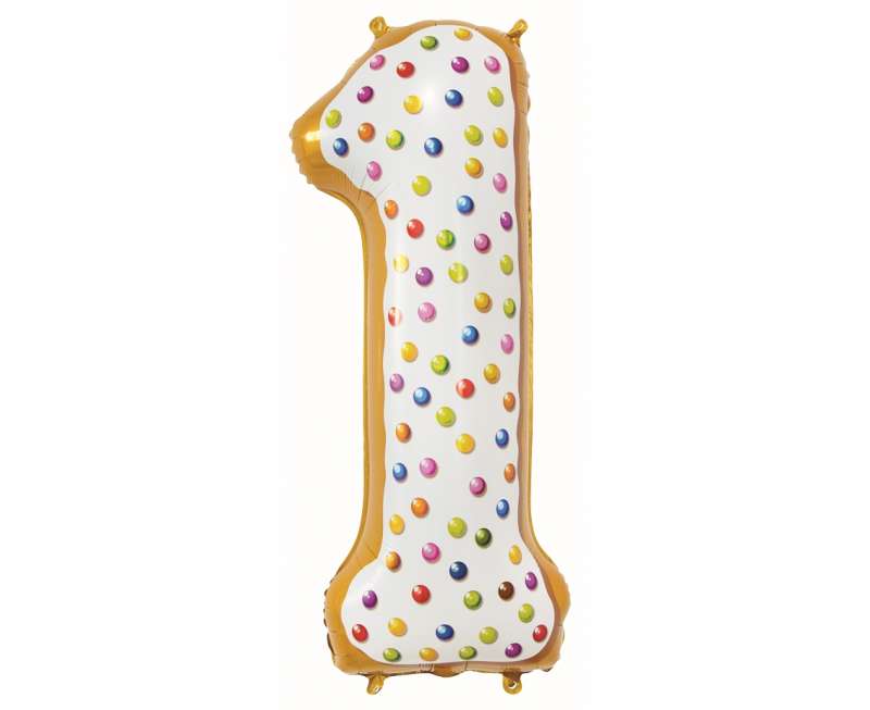 Folienballon Ziffer 1, Cookie, 78 cm