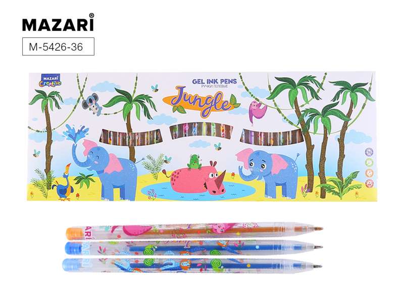 Gelschreiber-Set mit Glitter JUNGLE, mit aromatisierten Tinten, 36 Farben