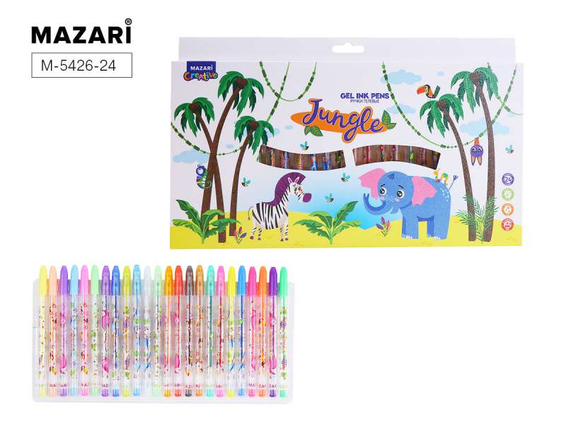 Gelly Pen Set mit Glitzer JUNGLE, mit duftenden Tinten, 24 Farben