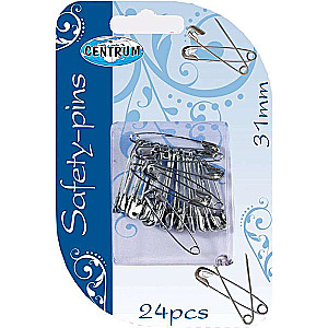 Englische Nadeln, 31 mm, 24 Stück, silber