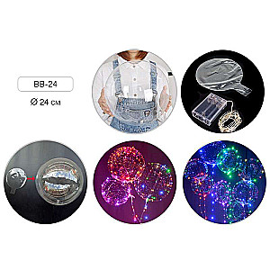 BOBO transparent balloons, d=24 cm, LED strip included