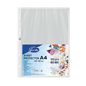 Zipper-Mappe (Taschen) A4 FOROFIS 100Stück, glänzend 40mk mit Perforation PP