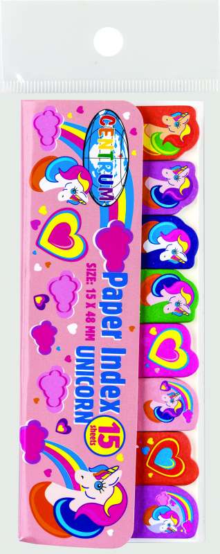 Haftnotizen-Indexkarten UNICORNS, papier, 8 farbige, 50x15mm, 15 Blätter