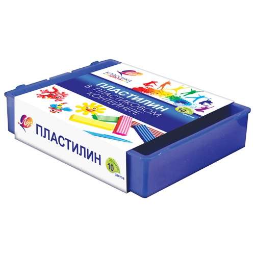 Plasticine Classic 10 colors in plastic container