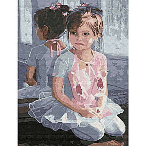 Картина по номерам с цв. схемой на холсте (30х40) МАЛЕНЬКАЯ БАЛЕРИНКА (19 цветов)