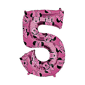 Foil balloon 66cm Nr.5 Minnie Mouse pink