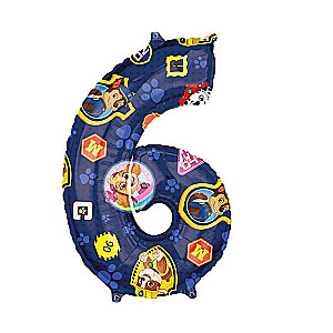 Foil balloon Nr.6 Paw Patrol dark blue