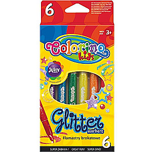 Фломастеры 6 цветов. с блестками COLORINO Kids