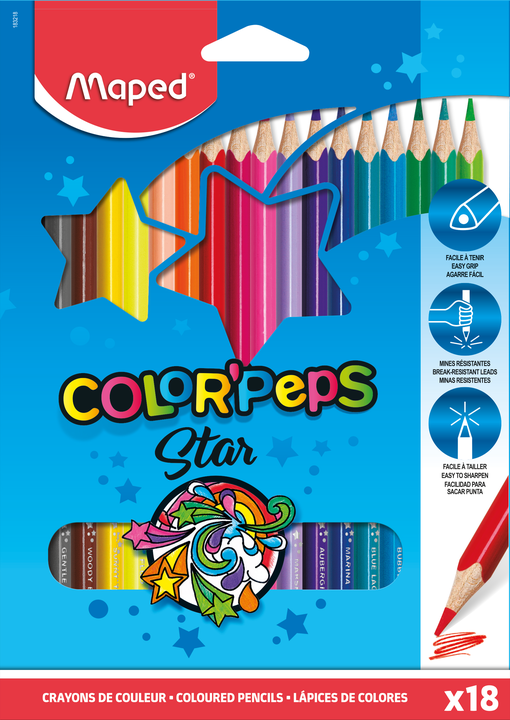 MAPED Color'Peps Colored Pencils, 18 Colors