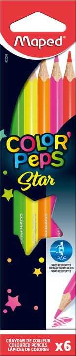 MAPED ColorPeps Fluo Colored Pencils, 6 colors