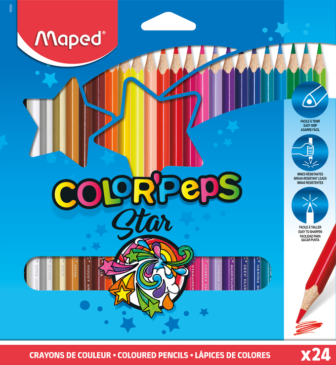 MAPED ColorPeps Colored Pencils, 24 Colors