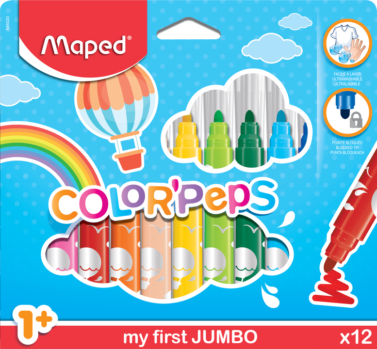 MAPED Color Peps Markers 12 colors, Maxi